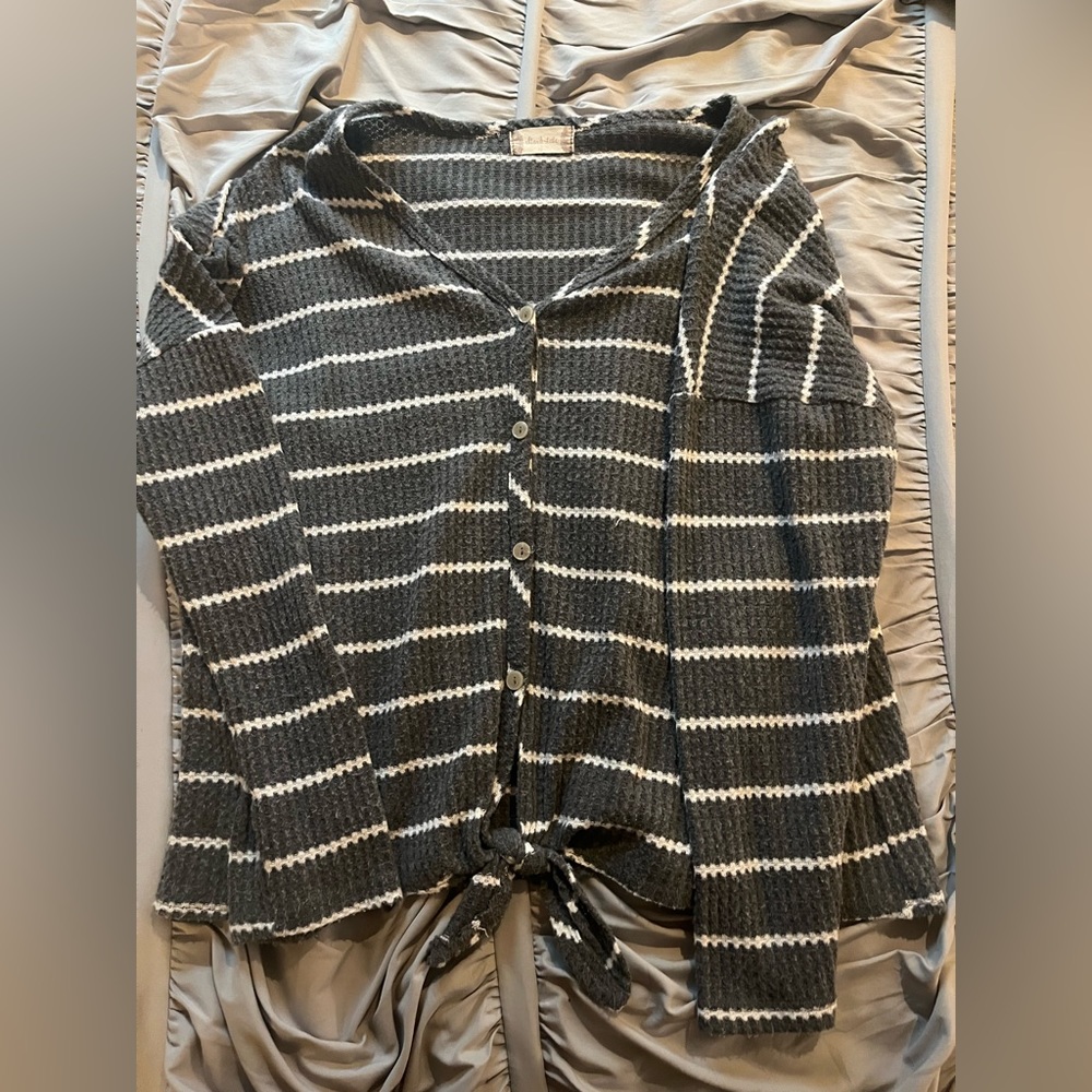 Grey and white striped Altar’d State sweater